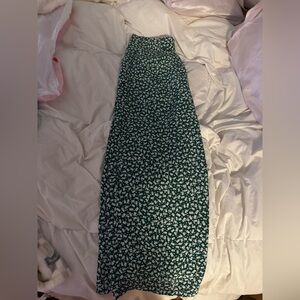 vintage green pattern flowy trousers